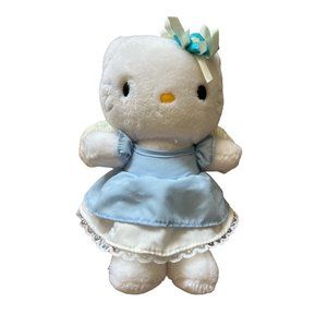 Vintage 2000 Hello Kitty Sanrio Smiles Blue Lace Angel Plush 8" Tall